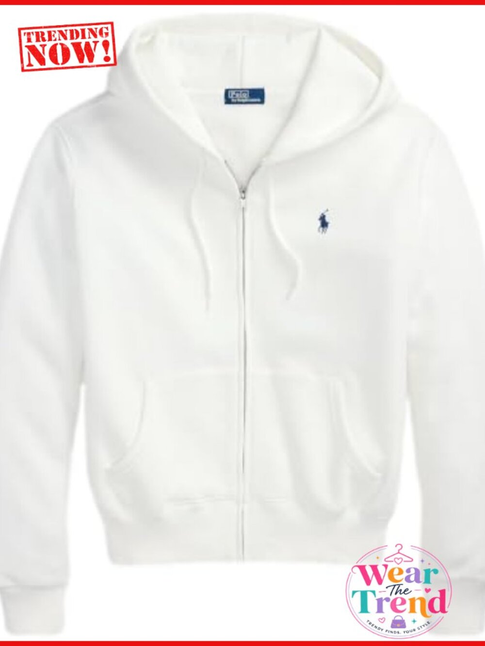 Womens Full Zip Hoodie Cotton Polyester Relaxed Fit Kangaroo Pocket